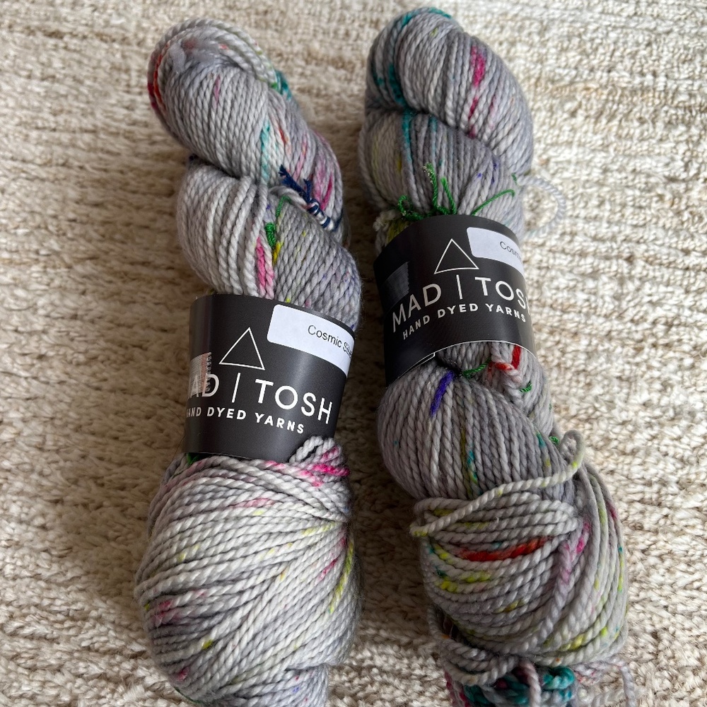 Mad Tosh Wool Farm Twist Yarn Cosmic Silver DK, 2 New Gray Hand painted